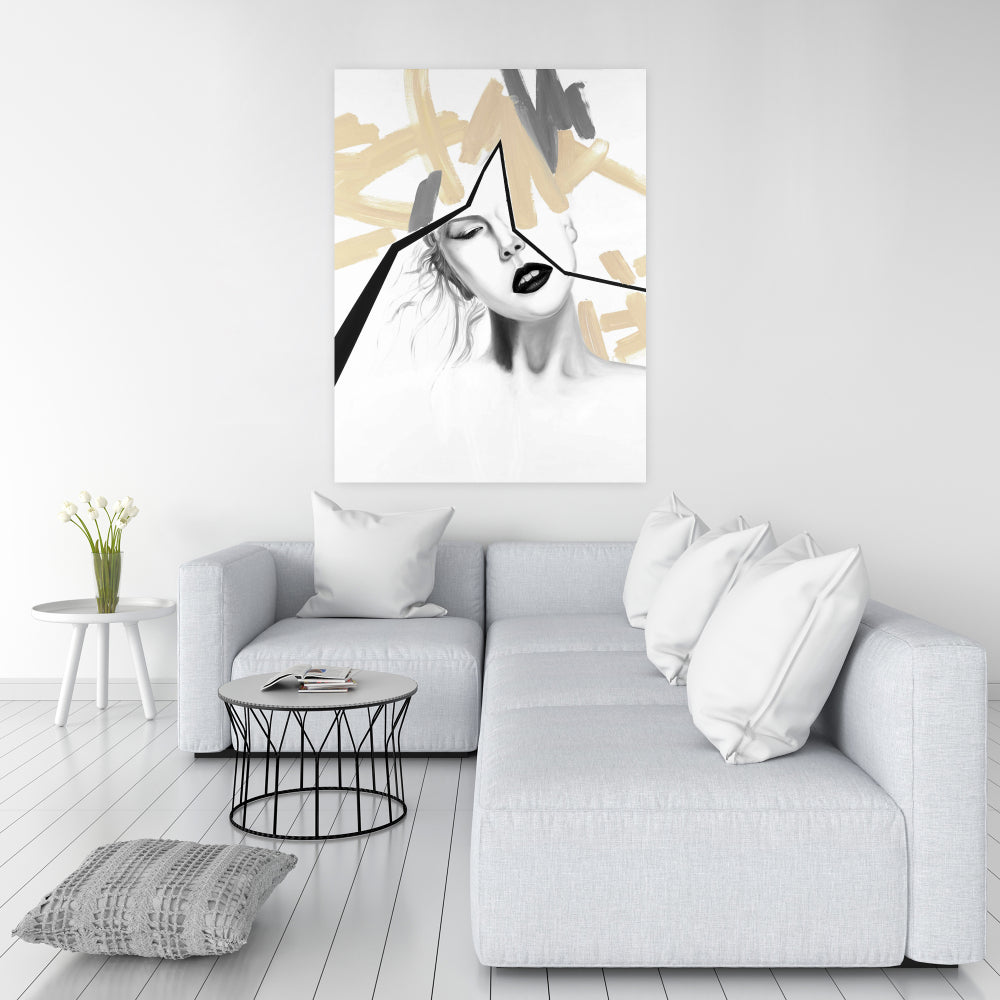 Divided Woman Canvas - Beauty Gray Bedroom Wall Art Decor