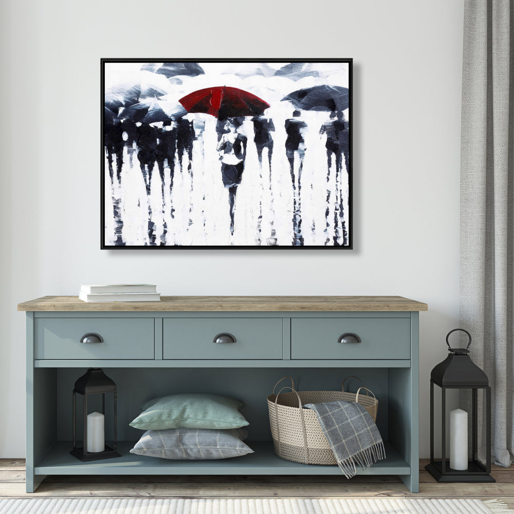 Blue Modern Framed Canvas - Abstract Silhouettes Home Decor