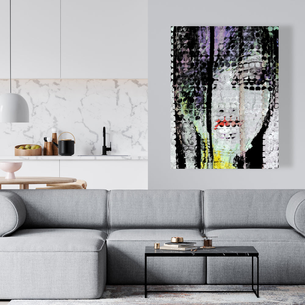 Retro Woman Bedroom Canvas - Abstract Colorful Face Decor