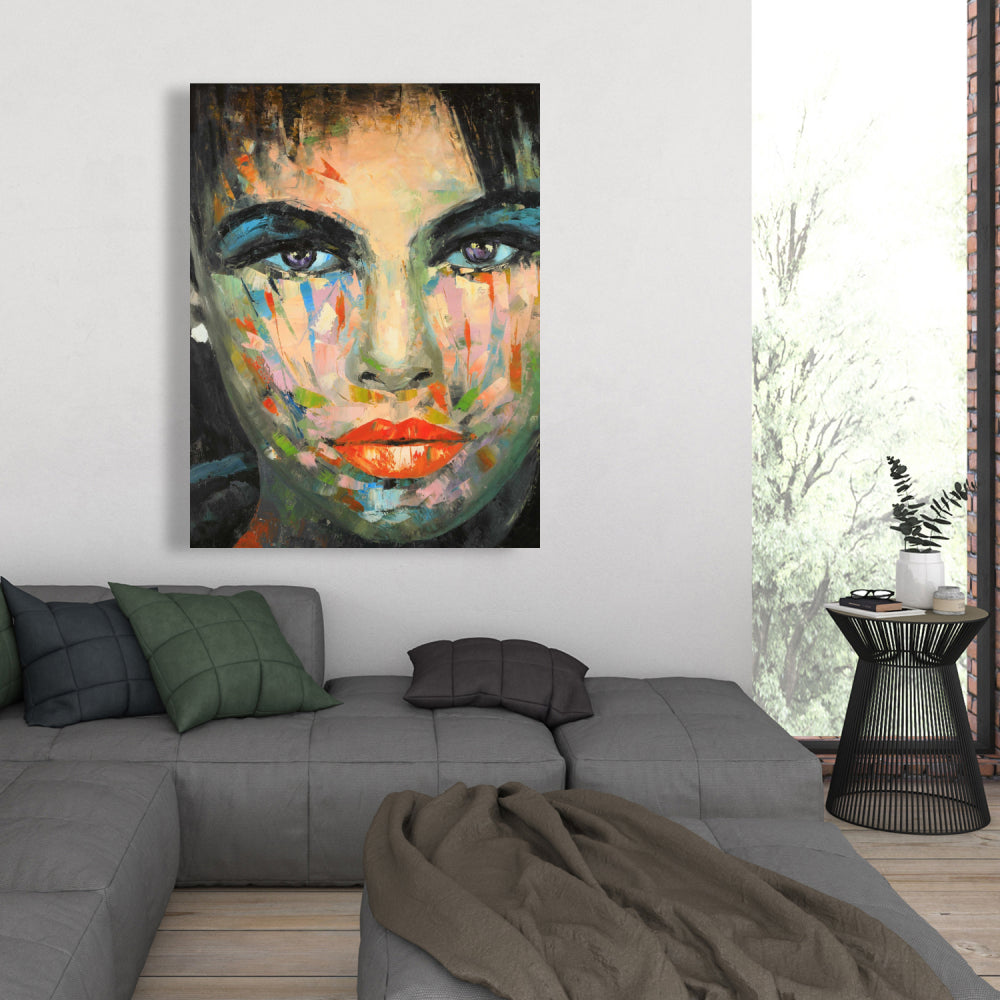 Abstract Portrait Blue Canvas | Modern Home Decor Art