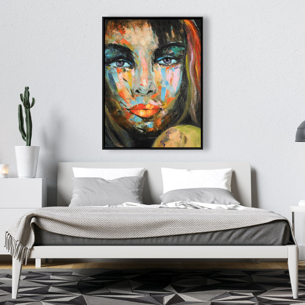 Colorful Woman Portrait Canvas | Figurative Beauty Home Decor