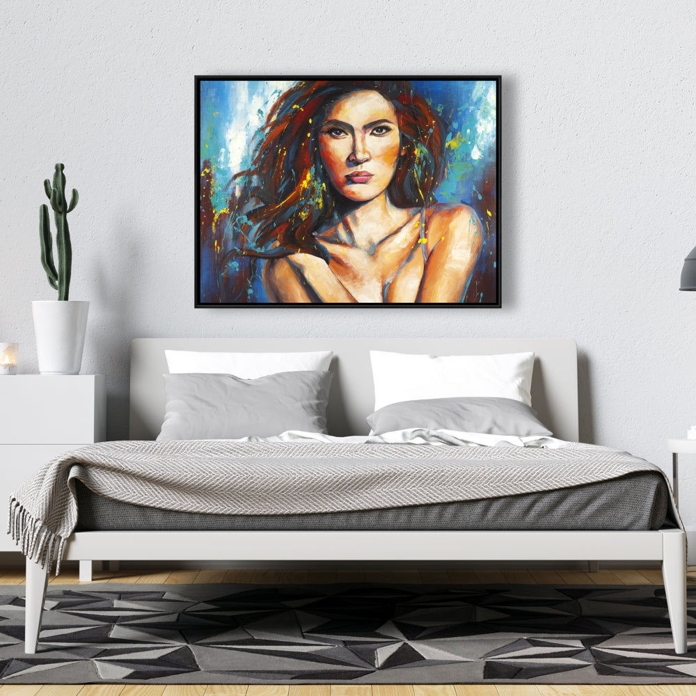 Bedroom Blue Contemporary Framed Canvas - Closer Home Decor