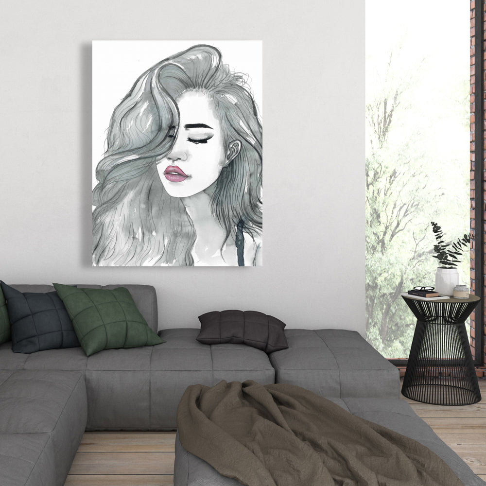 Bohemian White Woman Canvas | Beautiful Female Hair Decor