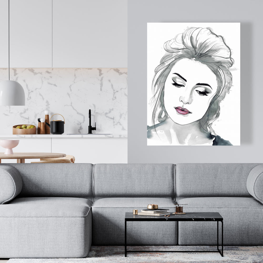 Bohemian White Canvas - Watercolor Delicate Woman Decor
