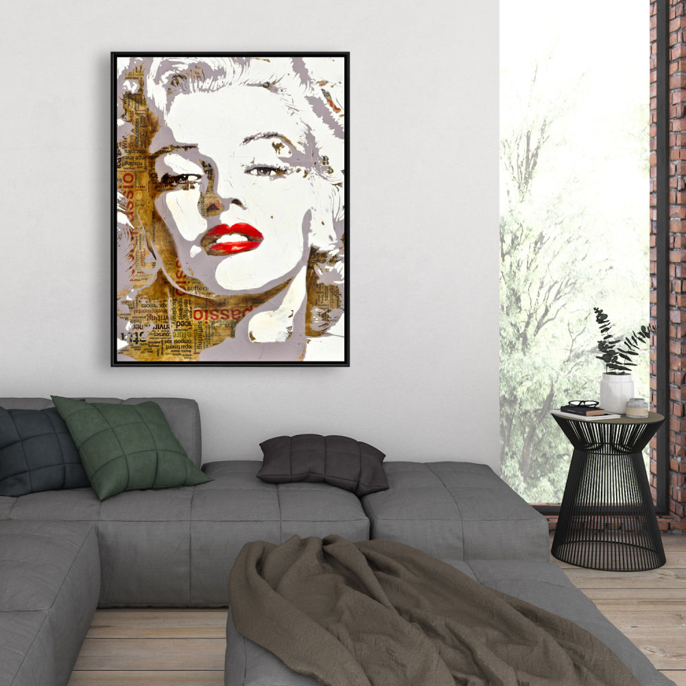 Toile typographique Marilyn Monroe | Décoration encadrée Beauty Brown