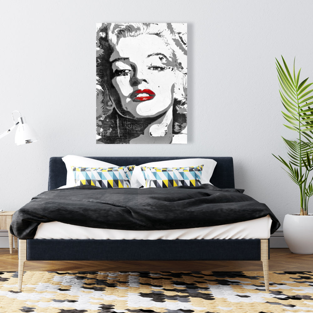 Marilyn Monroe Woman Figurative Gray Canvas | Home Decor