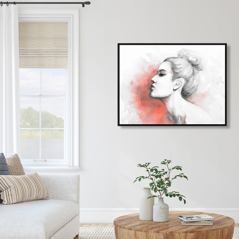 Toile encadrée corail délibération – Décoration de chambre illustrative