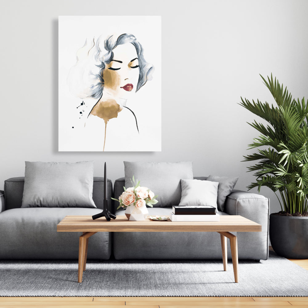 Toile de chambre minimaliste – Décor aquarelle femme classique