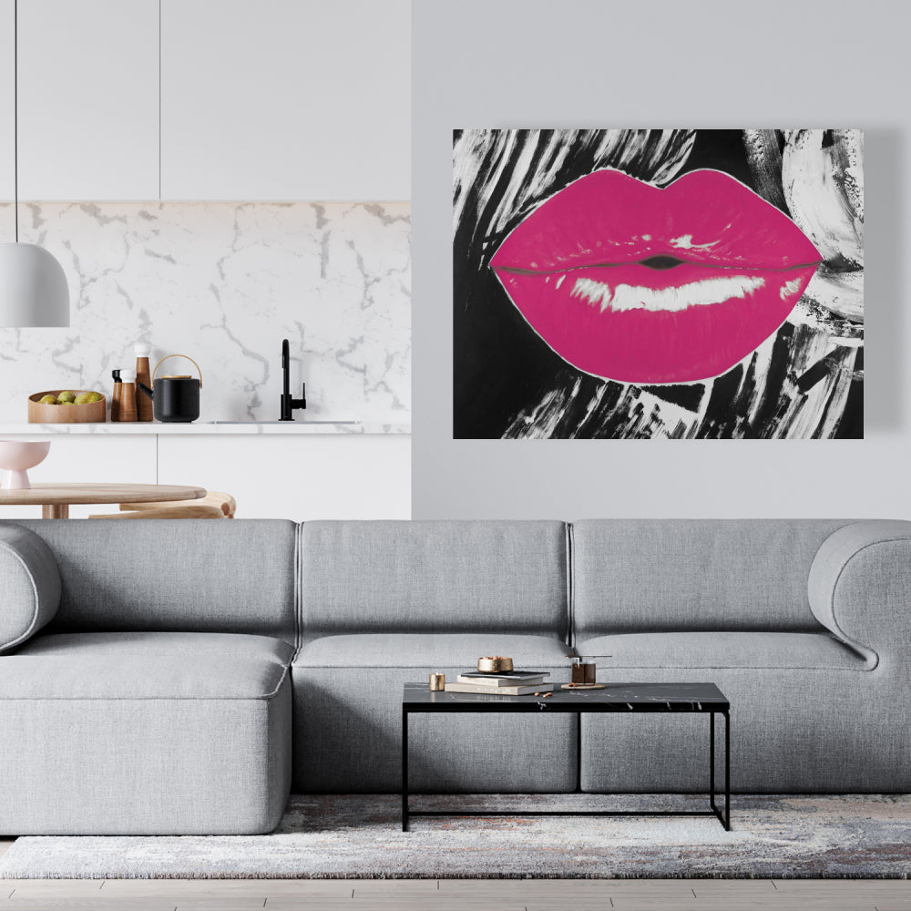 Pink Glossy Lips Canvas | Romantic Beauty Wall Art Decor