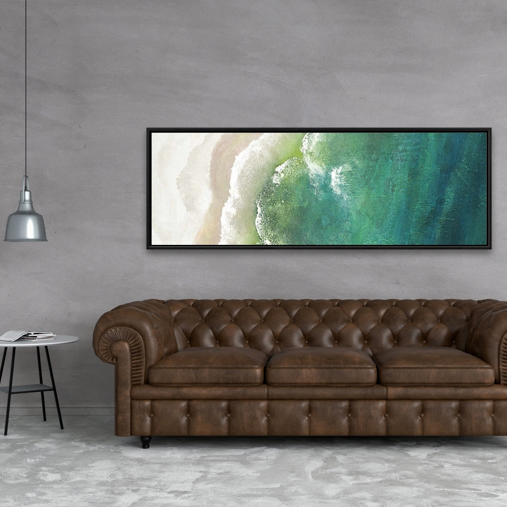 Turquoise Sea Canvas - White Frame | Sea Bedroom Decor