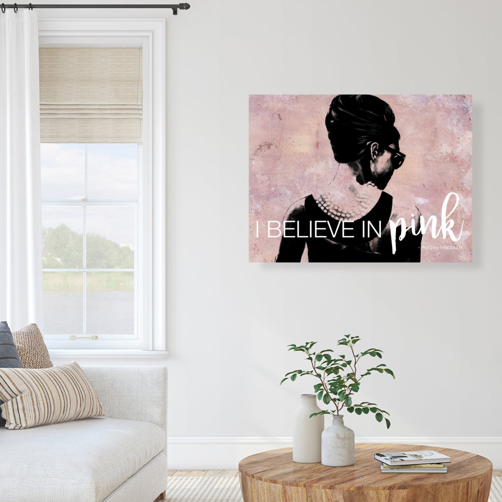 I Believe in Pink Woman Figurative Industrial Canvas - Home Decor