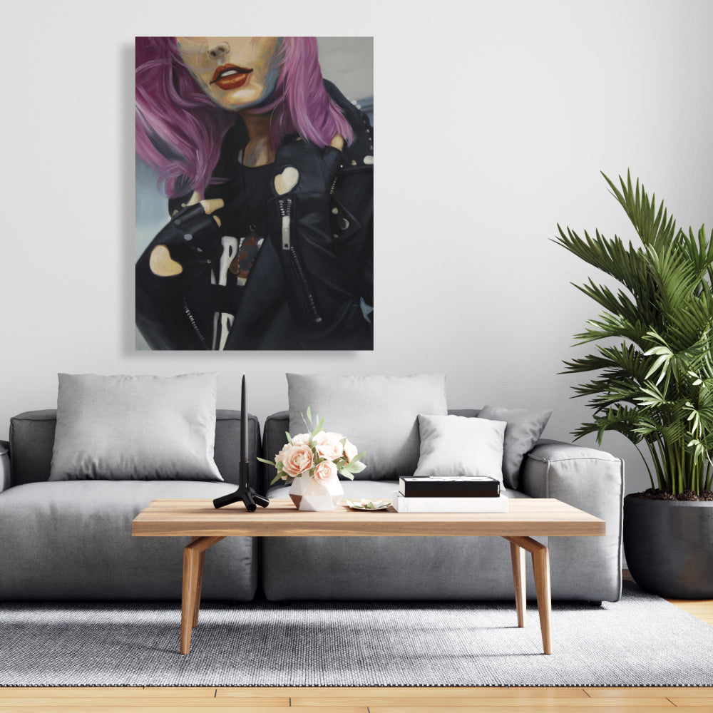 Retro Beauty Canvas - Young Punk Woman Home Decor Art