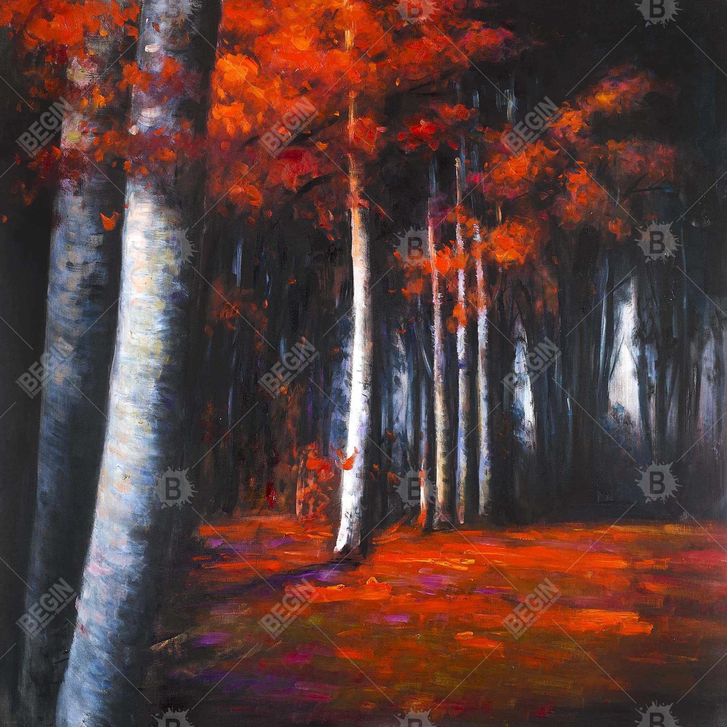 Mysterious Forest Trees Gray Bedroom Canvas | Home Decor