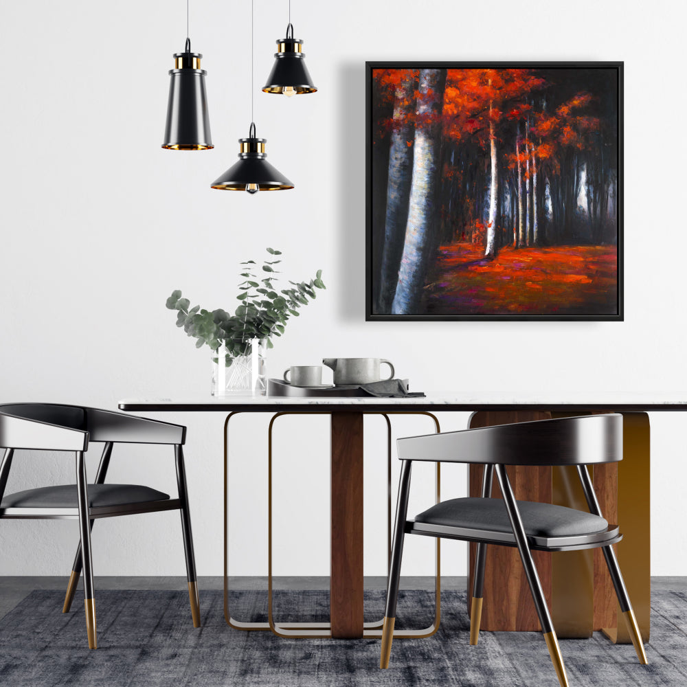 Mysterious Forest Trees Gray Bedroom Canvas | Home Decor