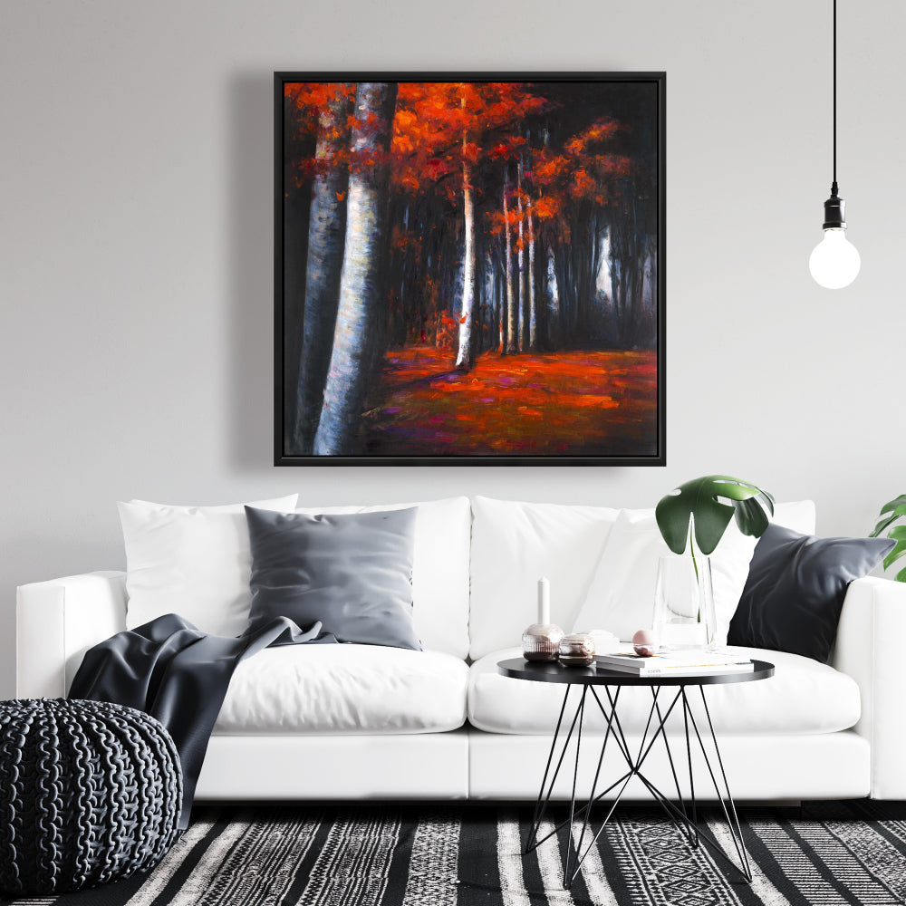 Mysterious Forest Trees Gray Bedroom Canvas | Home Decor