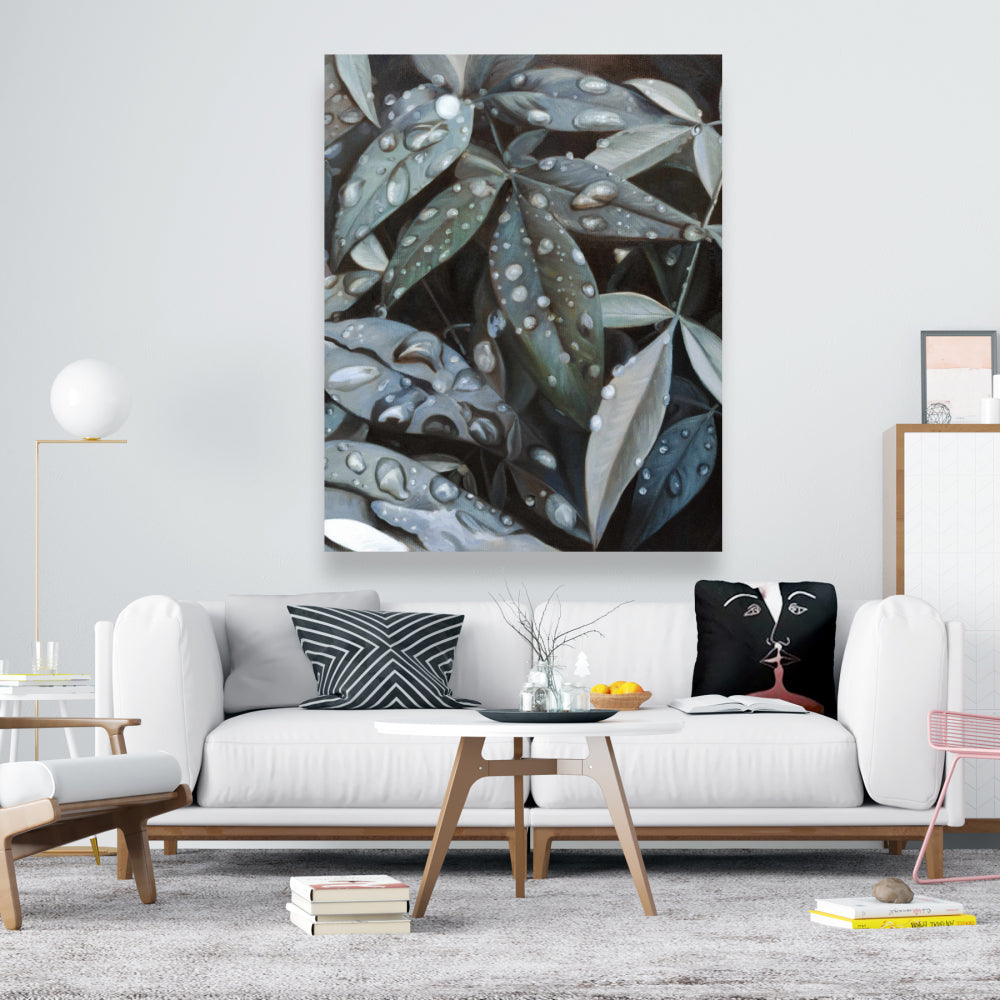 Leaves After Rain Botanical Canvas | Floral Bathroom Decor