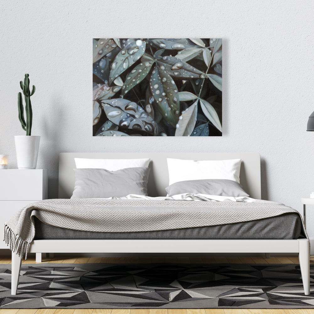 Leaves After Rain Botanical Canvas | Floral Bathroom Decor