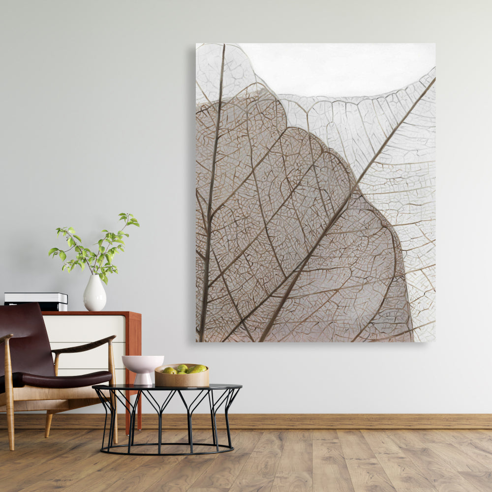 Translucent Dried Leaves Canvas | Rustic Botanical Wall Art