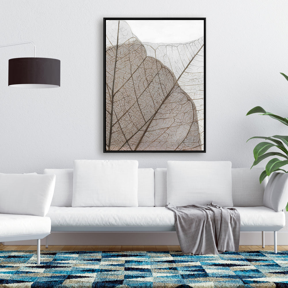 Toile translucide à feuilles séchées | Décoration rustique florale marron