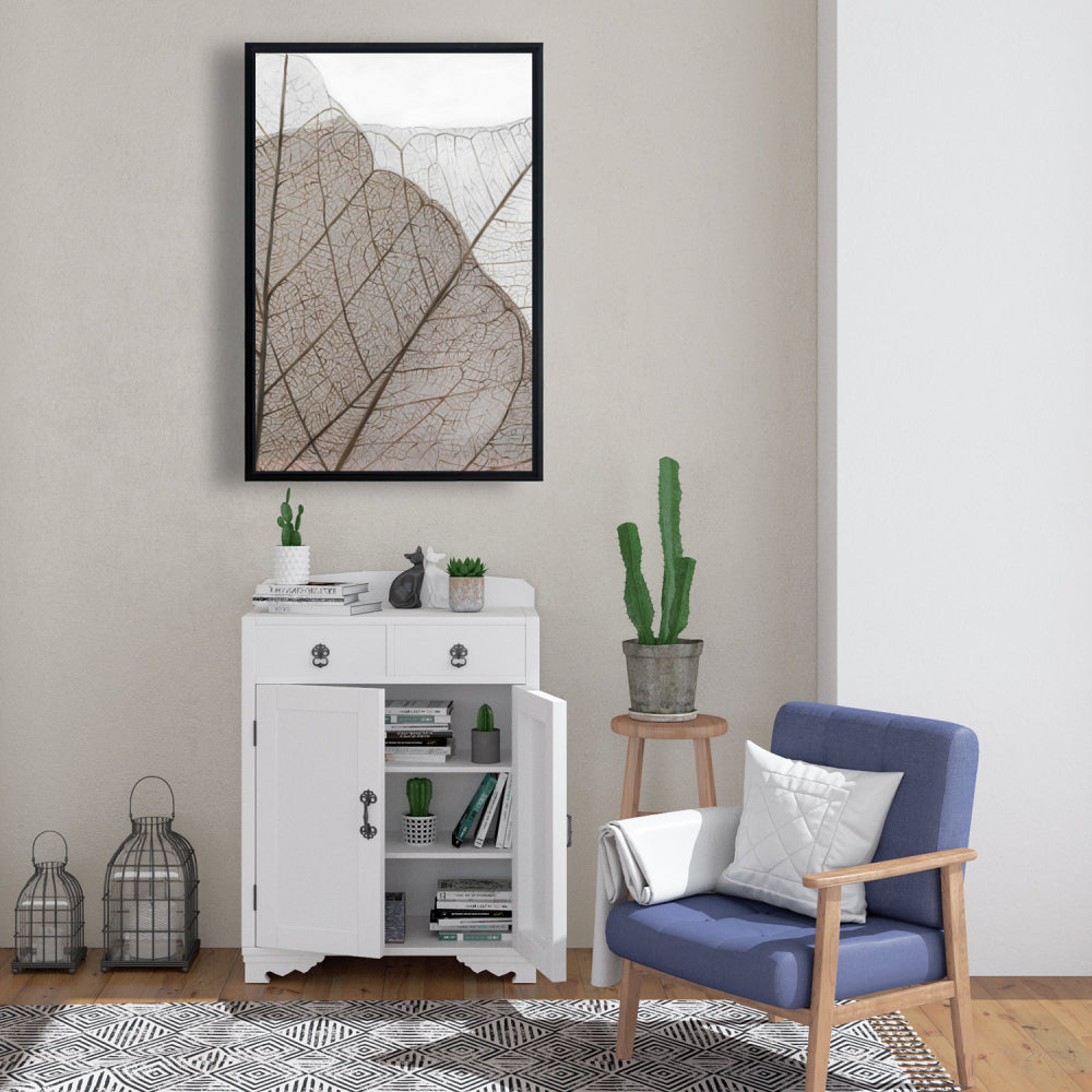 Toile translucide à feuilles séchées | Décoration rustique florale marron