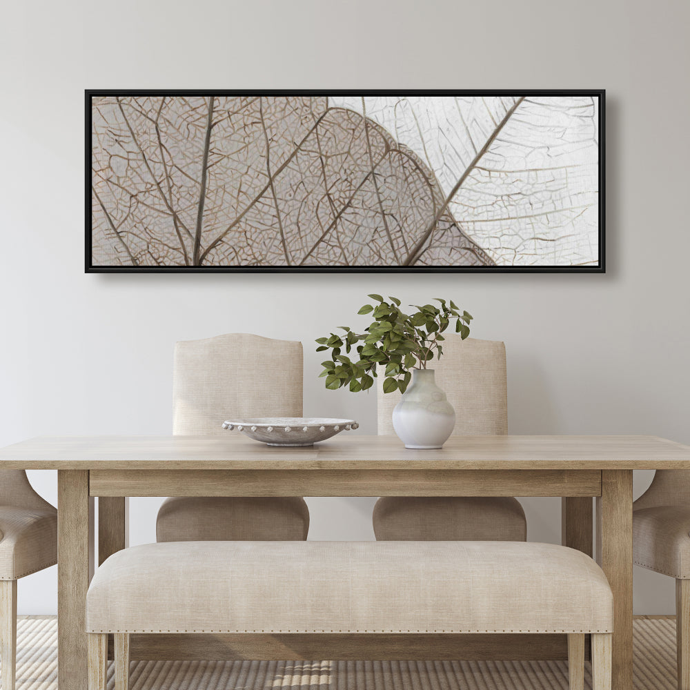 Toile translucide à feuilles séchées | Décoration rustique florale marron