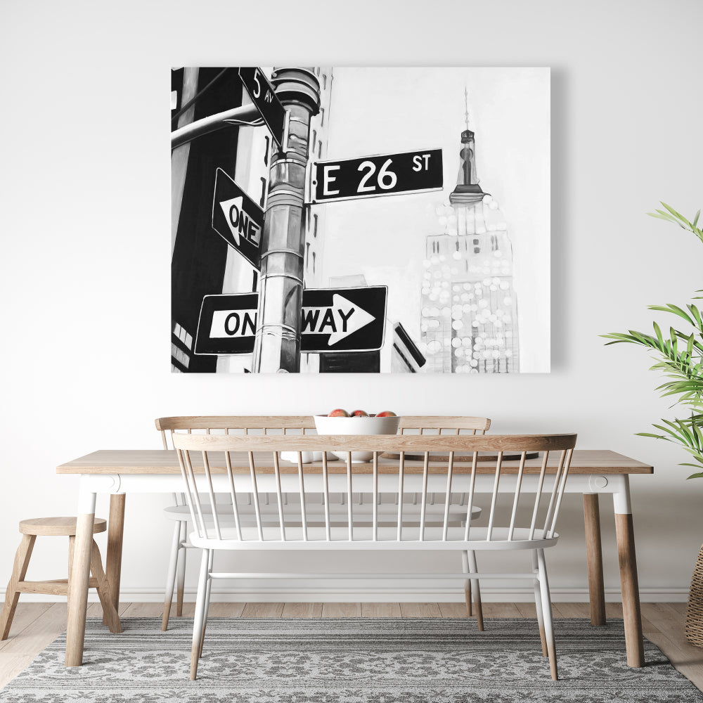 Industrial Office White Canvas - New York City Street Signs Decor