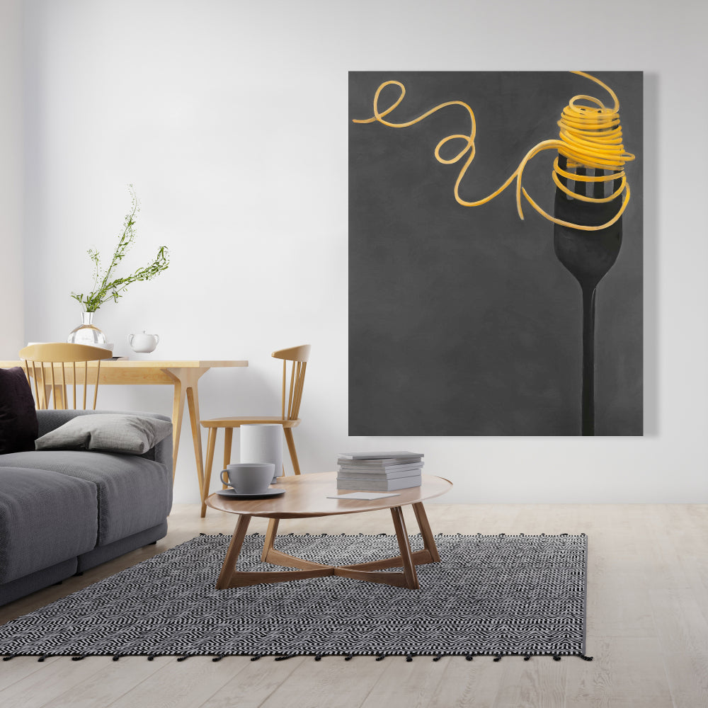 Spaghetti Pasta Fork Canvas - Modern Home Decor Wall Art