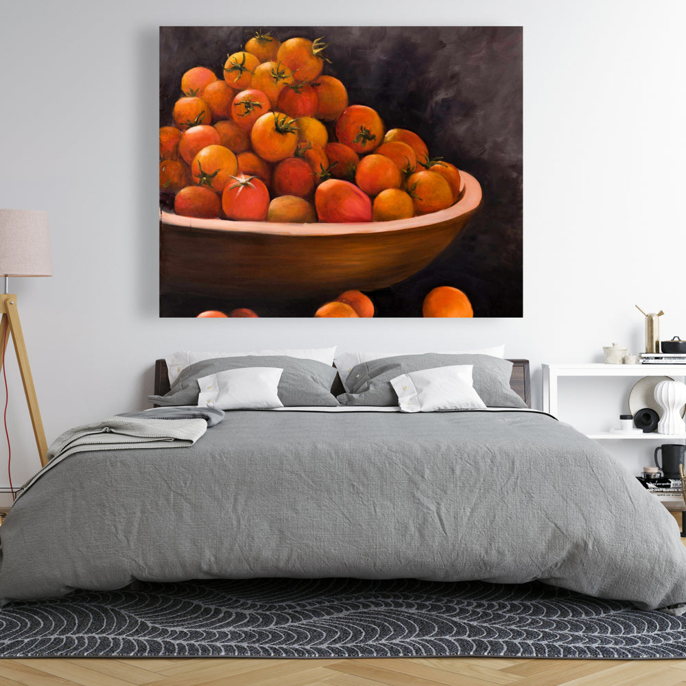 Bowl of Cherry Tomatoes Canvas | Modern Kitchen Wall Art Decor