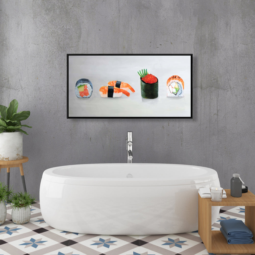 Assortiment de six sushis sur toile | Décoration de cuisine asiatique