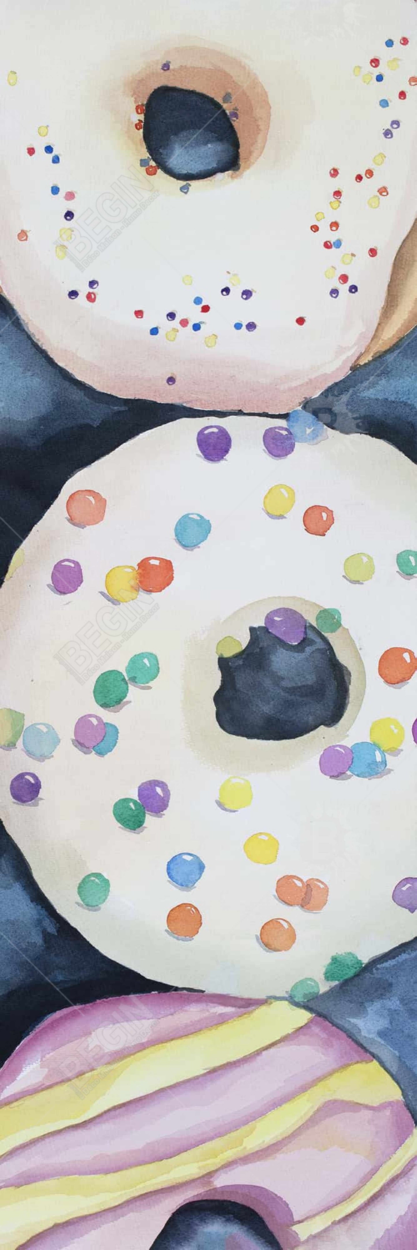 Watercolor Doughnuts Canvas - Delicious Home Decor Art