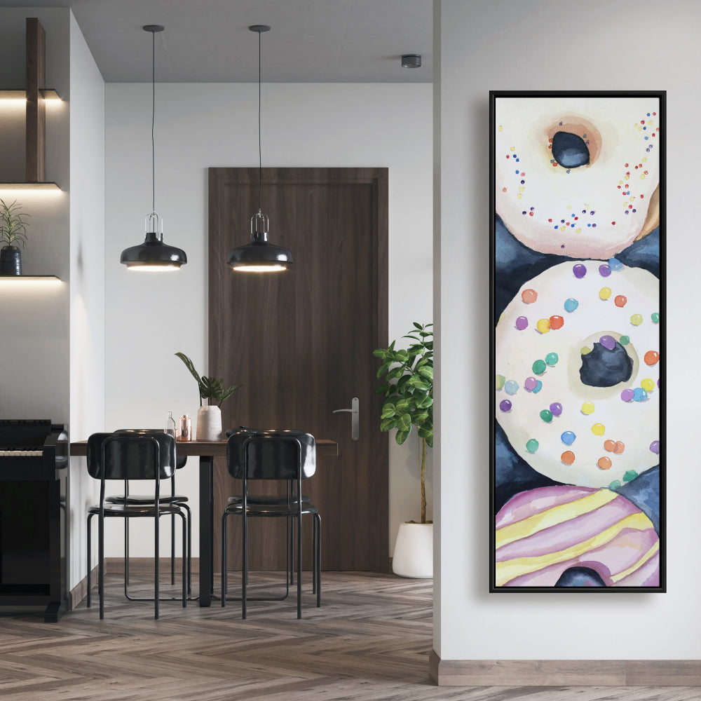 Watercolor Doughnuts Canvas | Blue Framed | Home Decor Art