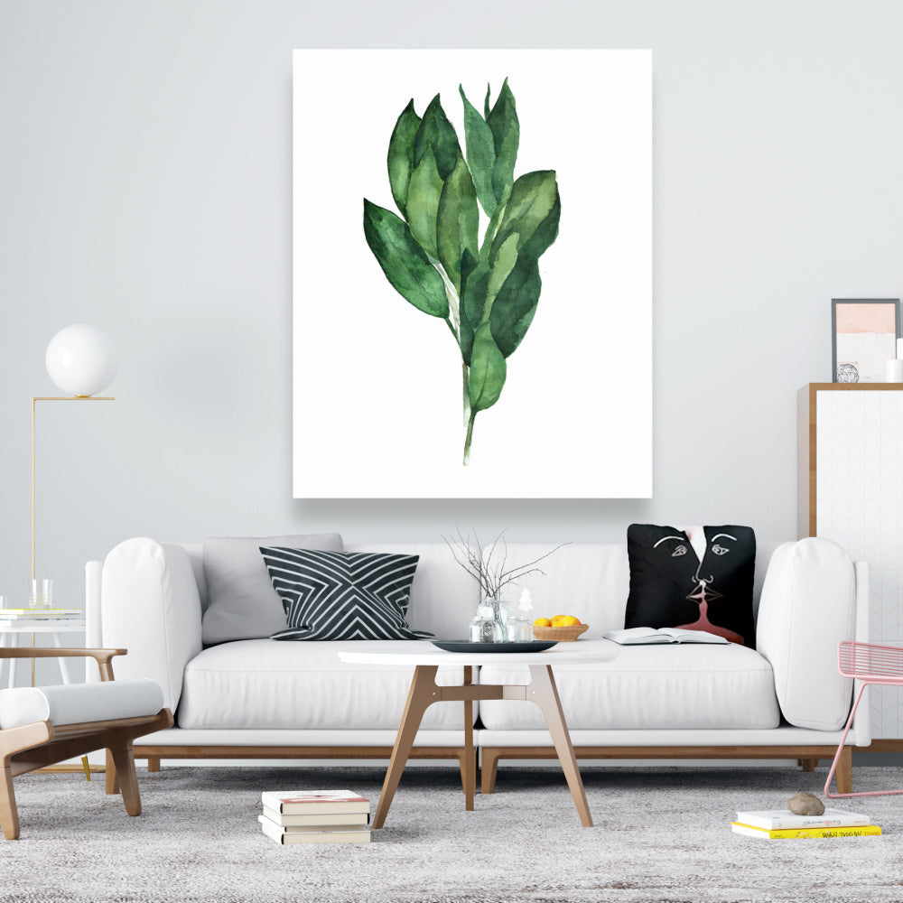 Toile minimaliste à motifs de feuilles de laurier | Décoration d'intérieur élégante