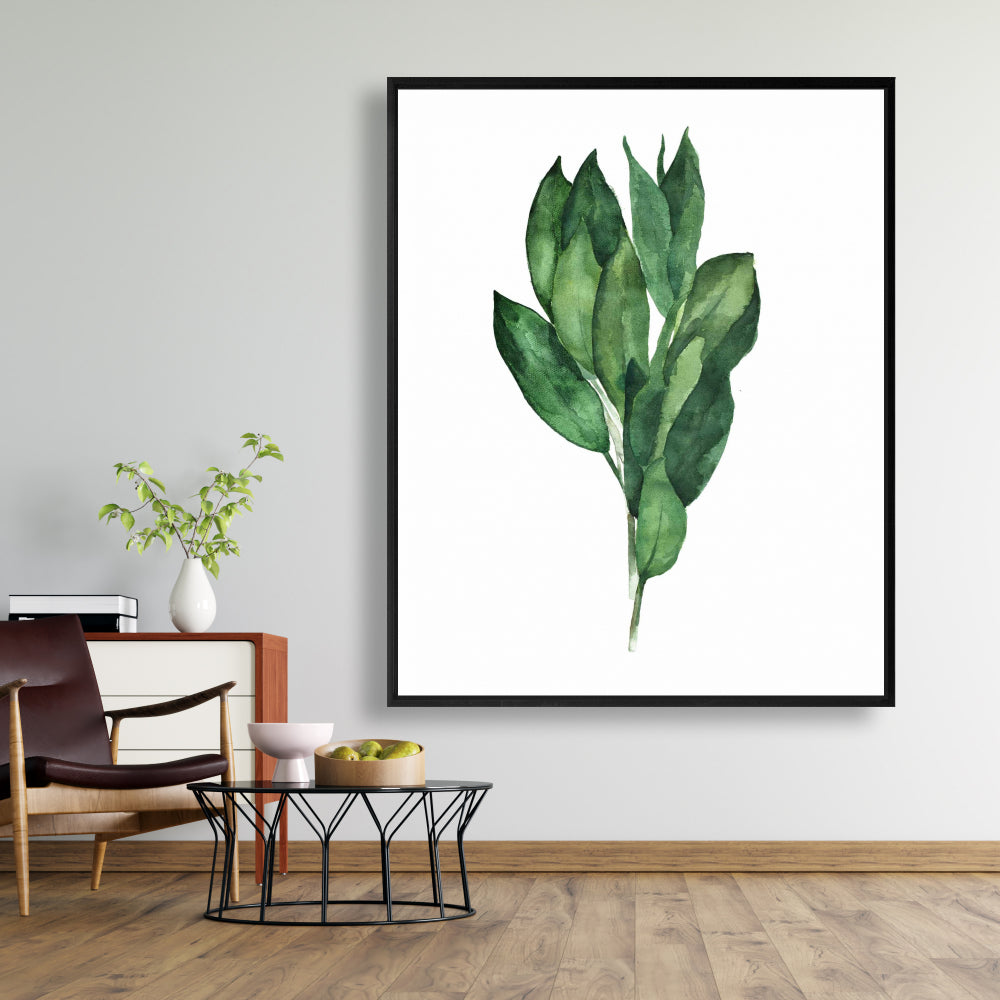 Toile encadrée « Feuilles de laurier » | Décoration de cuisine minimaliste