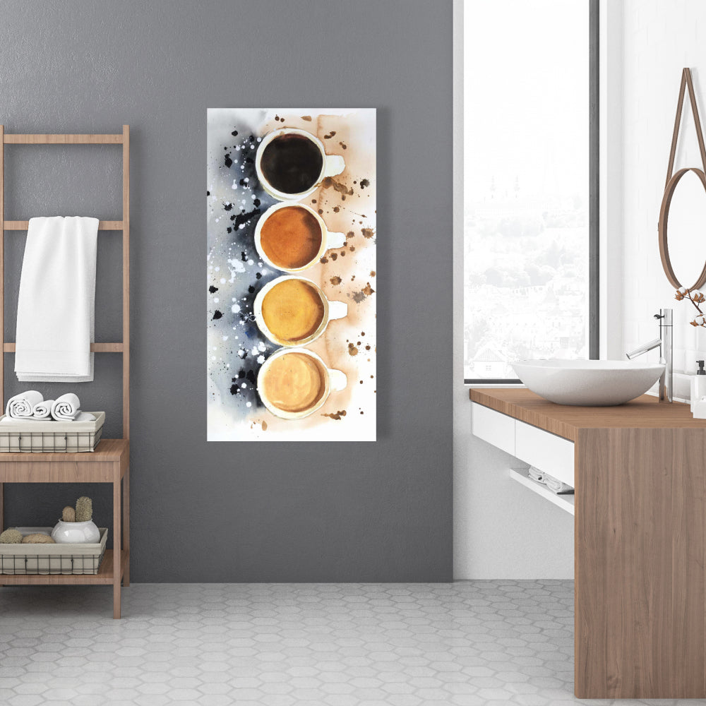 Coffee Art Canvas - Four Cups Splash | Home Decor Wall Art