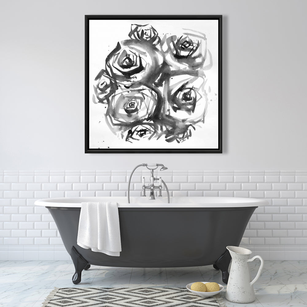 Minimalist Floral Bedroom Decor | Abstract Roses Canvas Set
