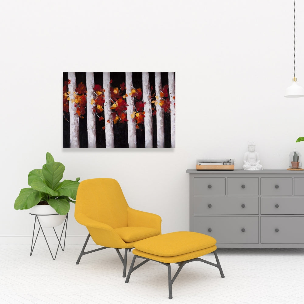 Trees and Fall Leaves Canvas | Bedroom Wall Decor Artwork