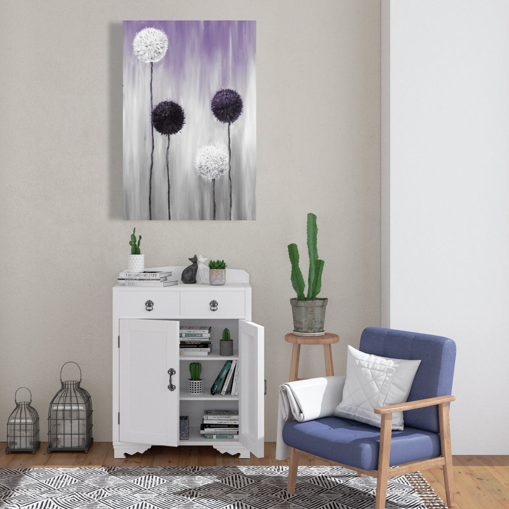 Purple and White Allium Flowers Canvas | Bedroom Home Decor