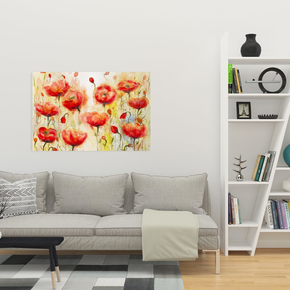 Red Flowers Garden Canvas | Floral & Botanical Home Decor