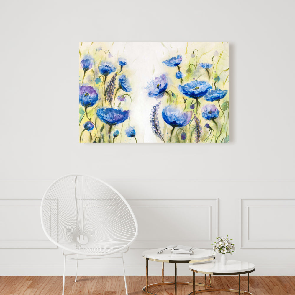 Blue Botanical Bedroom Canvas - Blue Garden Home Decor Art