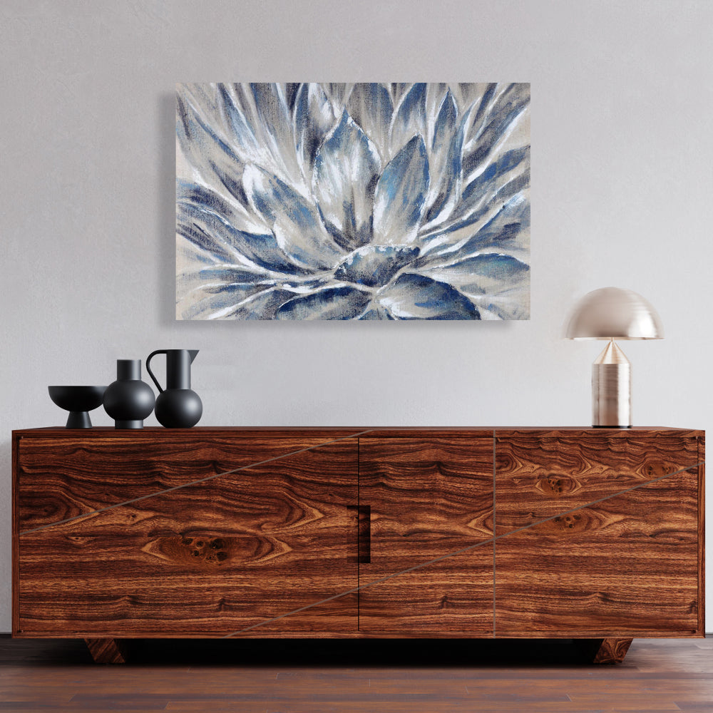Toile à fleurs bleues et grises | Décoration botanique pour la maison