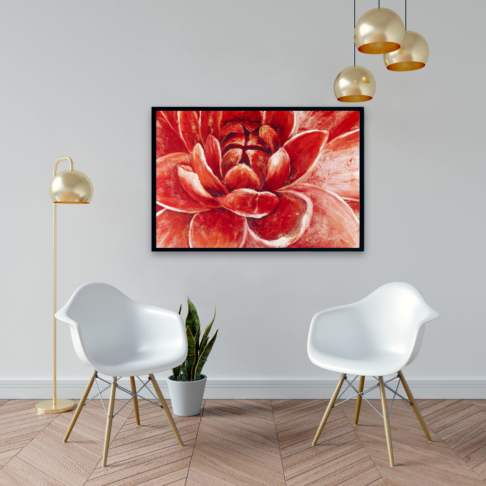 Red Chrysanthemum Canvas | Modern Botanical Wall Art Decor