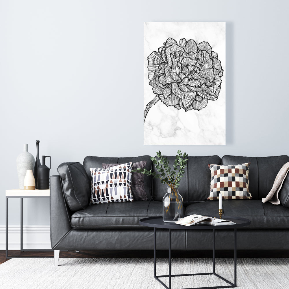 Bright Peony White Floral Canvas | Botanical Bedroom Decor