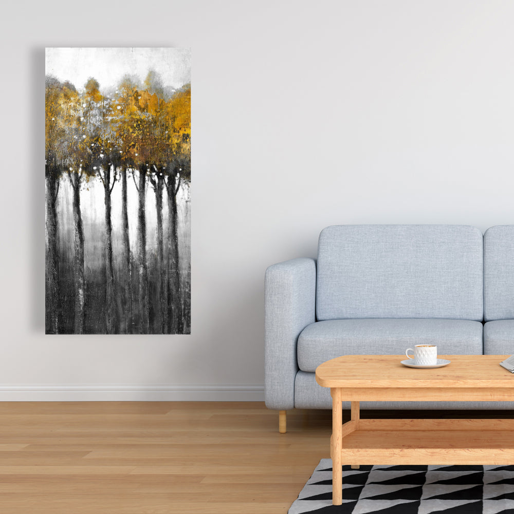 Illuminated Forest Gray Trees Canvas - Home Decor Wall Art