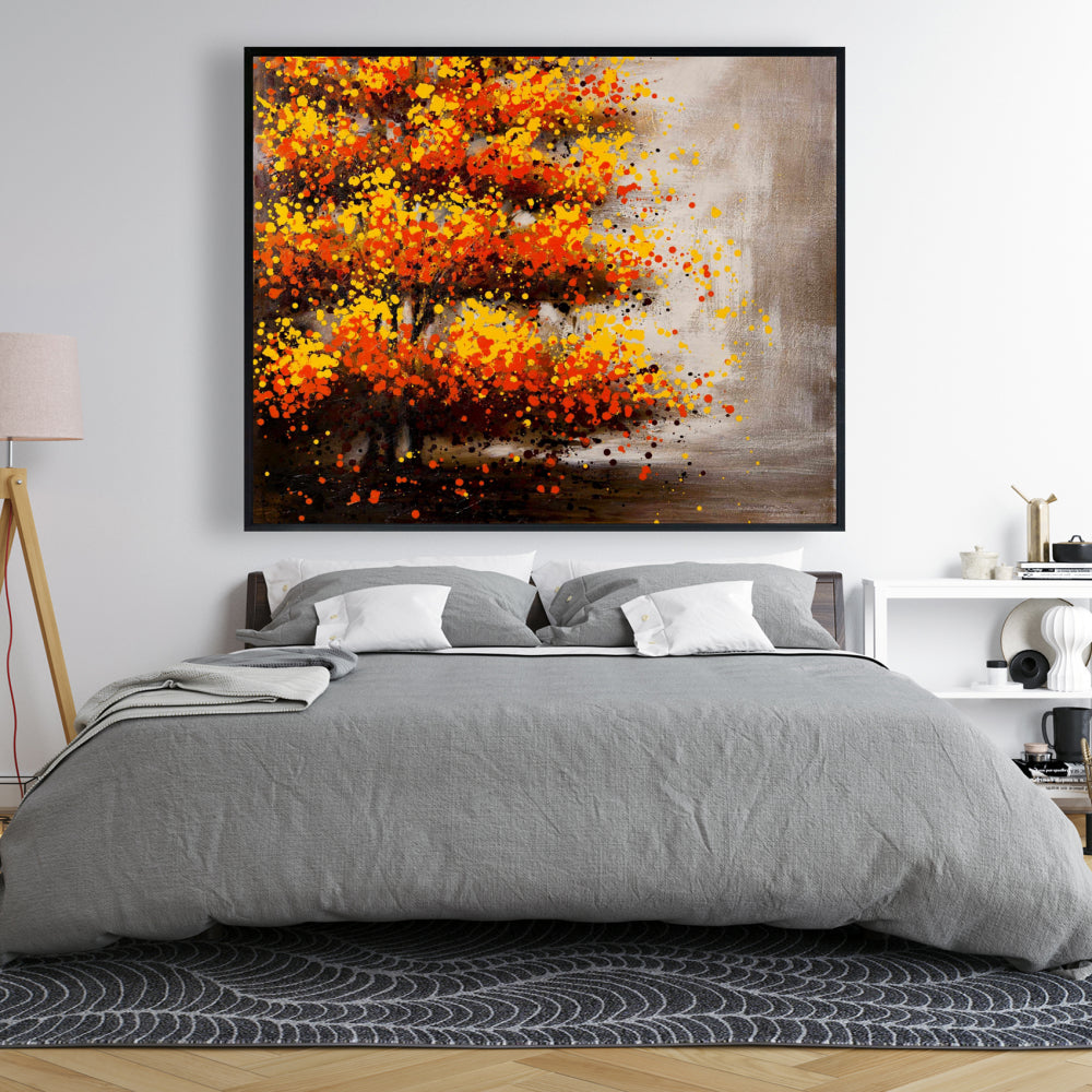 Toile encadrée « Arbre à pois » | Décoration murale à motifs d'arbres bruns