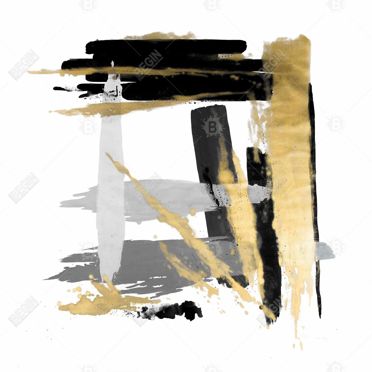 Brush Strokes Gray Abstract Canvas | Shapes Framed Wall Decor