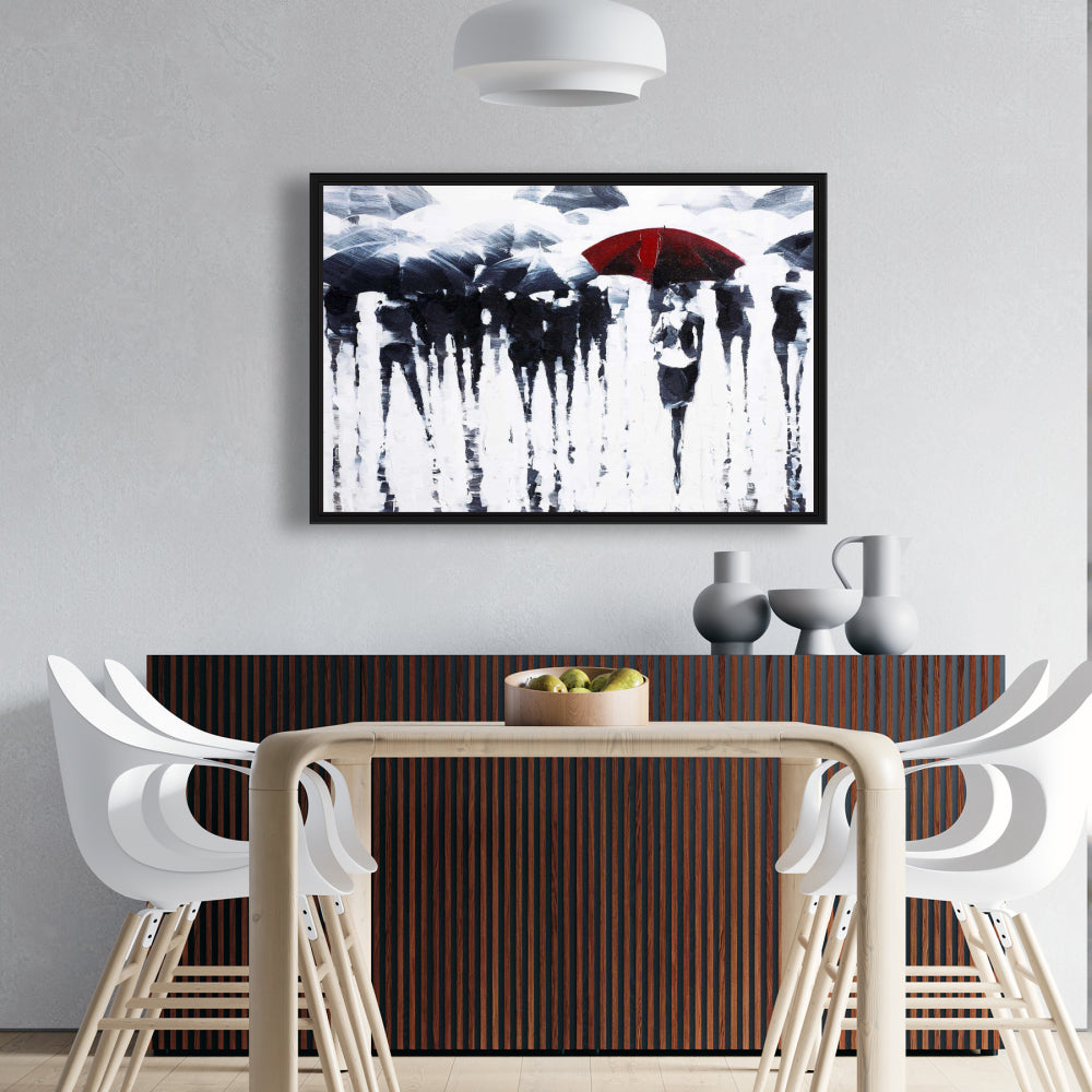 Blue Modern Framed Canvas - Abstract Silhouettes Home Decor