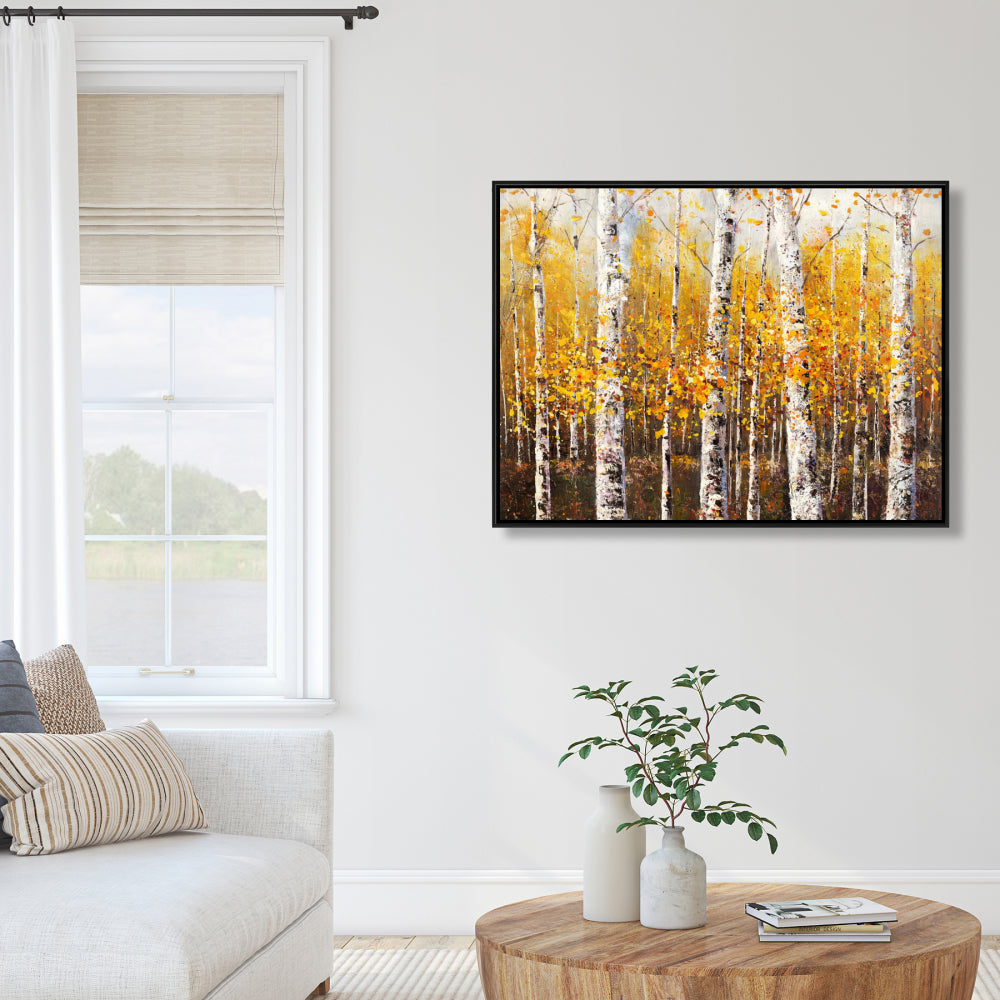 Toile encadrée – Bouleaux par Sunny Day | Décoration d'intérieur contemporaine
