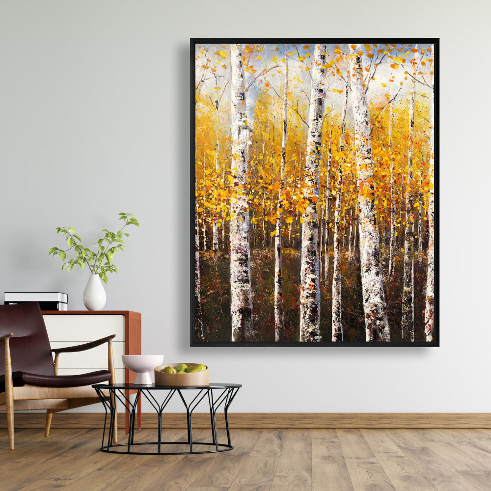 Toile encadrée – Bouleaux par Sunny Day | Décoration d'intérieur contemporaine