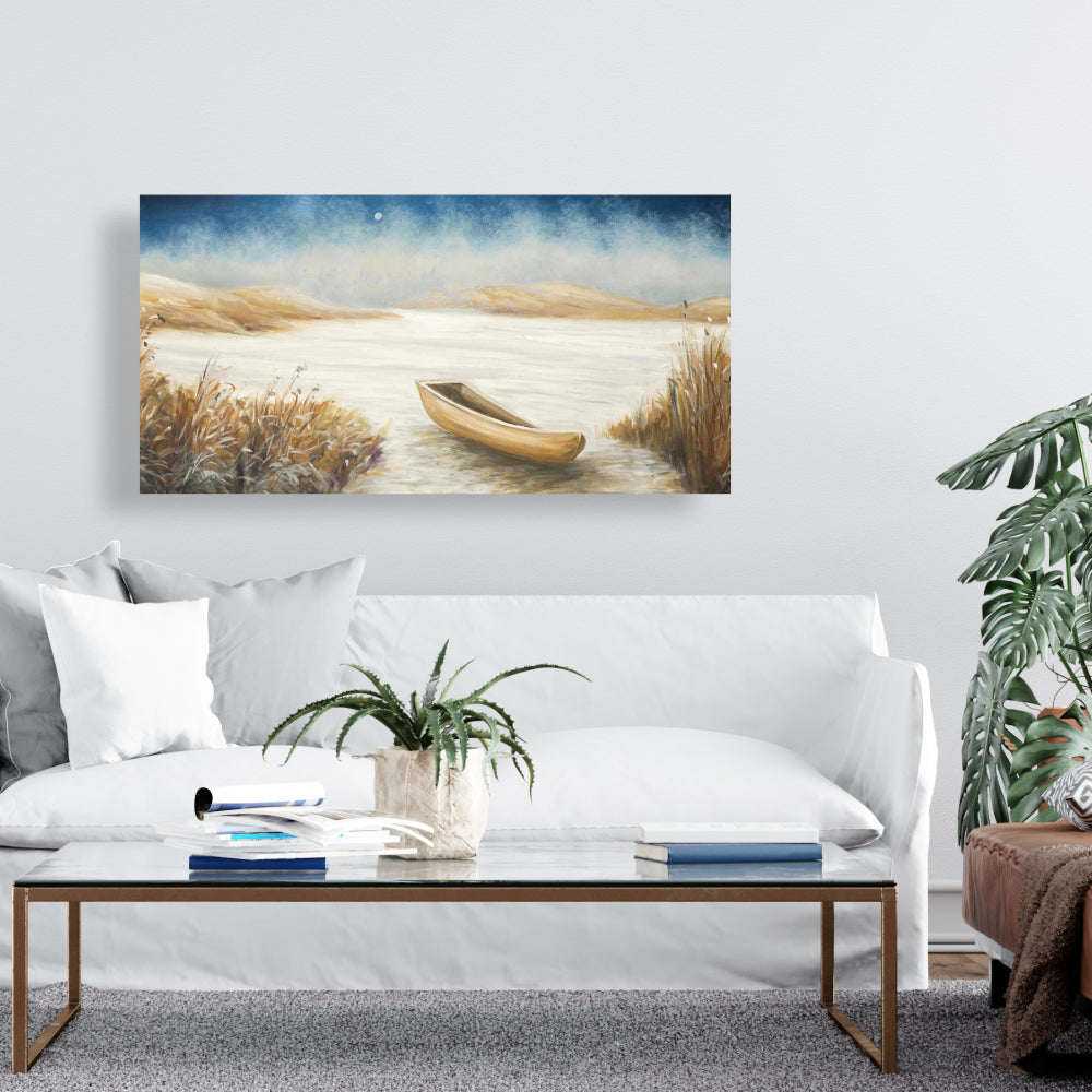 Coastal Bedroom Canvas - Boat in Swamp Decor Wall Art