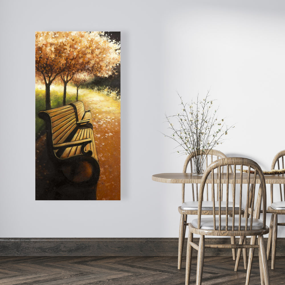 Park Bench Fall Day Canvas - Bedroom Wall Art Home Decor
